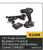 CAT 18V Angle Grinder Brushless 115mm & 18V Hammer Drill Brushless Combo | DXK203 850042148