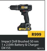 CAT Impact Drill Brushed 50nm 1 x 2.0Ah Battery & Charger DX155 787173