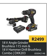 CAT 18V Angle Grinder Brushless 115mm & 18V Hammer Drill Brushless Combo | DXK203 850042148