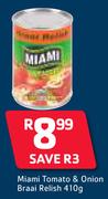 Miami Tomato & Onion Braai Relish-410g