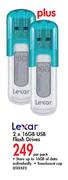 Lexar USB Flash Drives-2 x 16GB-Per Pack