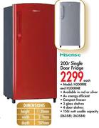 Hisense 200L Single Door Fridge(H200RRE/H200RME)-Each