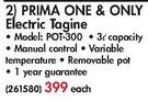 Sunbeam Prima One & Only Electric Tagine (POT-300)-Each