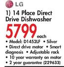 LG 14 Place Direct Drive Dishwasher(D1452LF)-Each