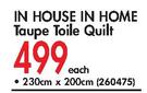 In House In Home Taupe Toile Quilt(230x200Cm)-Each
