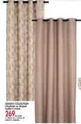 Design Collection Charlotte Or Striped Eyelet Curtain(140x223Cm)-Per Drop