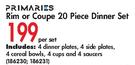 Primaries Rim Or Coupe 20 Piece Dinner Set-Per Set