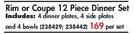 Primaries Rim Or Coupe 12 Piece Dinner Set