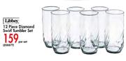 Libbey 12 Piece Diamond Swirl Tumbler Set-Per Set