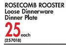 Rosecomb Rooster Loose Dinnerware Dinner Plate-Each