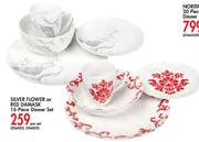 Silver Flower Or Red Damask 16 Piece Dinner Set-Per Set