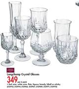 Longchamp Crystal Glasses Red Wine,White Wine,Flute,Liqueur,Brandy,Hiball Or Whisky-Per 6 Pack