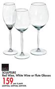 Sculpture Red Wine,White Wine Or Flute Glasses-Per 6 Pack