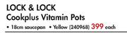 Lock & Lock Cookplus Vitamin Pots 18Cm Saucepan Yellow-Each