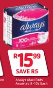 Always Maxi Pads Assorted 8-10's-Each