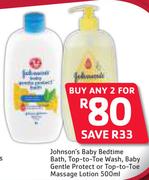 Johnson's Baby Bedtime Bath Top To Toe Wash, Baby Gentle Protect Or Massage Lotion 500ml-For Any 2