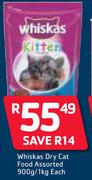 Whiskas Dry Cat Food-900g/1kg Each