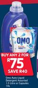 Omo Auto Liquid Detergent Assorted 1.5Ltr Or Capsules 14's-For Any 2