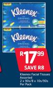 Kleenex Facial Tissues-2 x 90s/8 x 10s Per Pack
