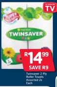 Twinsaver 2 Ply Roller Towels-2's Each