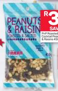 PnP Roasted & Salted Cocktail Peanuts Or Peanuts & Raisins-450g Each