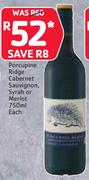 Porcupine Ridge Cabernet Sauvignon, Syrah Or Merlot 750ml-Each