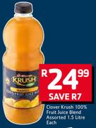 Clover Krush 100% Fruit Juice Blend Assorted-1.5Ltr Each