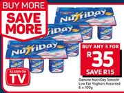 Danone Nutriday Smooth Low Fat Yoghurt Assorted-3 x 6 x 100g
