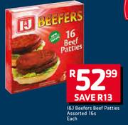 I&J Beefers Beef Patties Assorted-16s Each