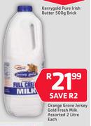 Orange Grove Jersey Gold Fresh Milk Assorted 2Ltr-Each