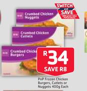 PNP Frozen Chicken, Burgers, Cutlets Or Nuggets 400g-Each