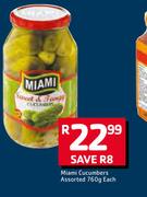 Miami Cucumbers Assorted-760g Each