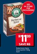 Robertsons Spice Assorted-64-100g Each