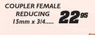 Uni-Twist Coupler Female Reducing-15mmx3/4