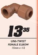 Uni-Twist Female Elbow-15mmx1/2