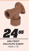 Uni-Twist Wallplate Elbow-15mmx1/2