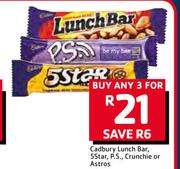Cadbury Lunch Bar, 5 Star, P.S, Crunchie Or Astros-For 3