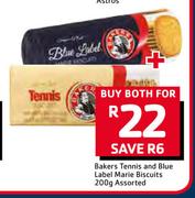 Bakers Tennis & Blue Label Marie Biscuits Assorted-200g Both For