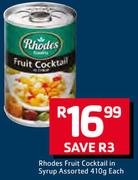Rhodes Fruit Cocktail In Syrup Assorted-410g Each
