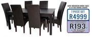 Aero 180x90cm Dining Table & 6x Rex Dining Chairs-7-Piece