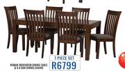 Roman 180x100cm Dining Table & 6x Dan Dining Chairs-7-Piece