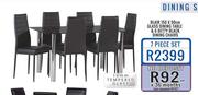 Blair 150x90cm Glass Dining Table & 6 Betty Black Dining Chairs-7-Piece
