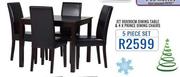 Jet 90x90cm Dining Table & 4x Prince Dining Chairs-5-Piece