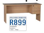 Apollo 140cm 3 Drawer Desk