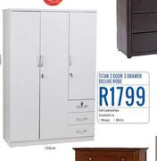 Titan 3-Door 3 Drawer Deluxe Robe