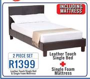 Leather Touch Single Bed & Single Foam Mattress