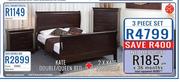 Kate Double/Queen Bed + 2 X Kate Pedestals