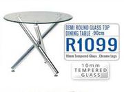 Demi Round Glass Top Dining Table 90 Cm
