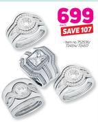 Sterling Silver Tripsets With Cubic Zirconia Rhodium Plated-Each