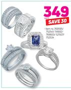 Sterling Silver Tripsets With Cubic Zirconia Rhodium Plated-Each